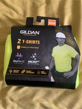 Gildan Men’s High-Visibility Neon Yellow Short Sleeve T-Shirt (2-Pack)